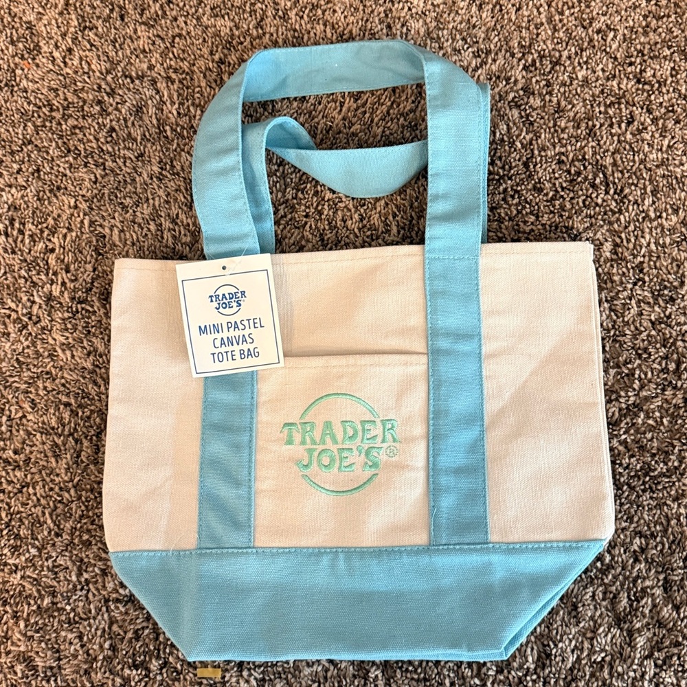NWT Trader Joe’s Mini Tote Bag in Pastel Blue